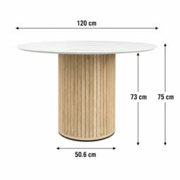 More4Homes Arlo Round Dining Table w Oak Legs in White - thumbnail 3