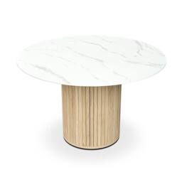 More4Homes Arlo Round Dining Table w Oak Legs in White - thumbnail 1