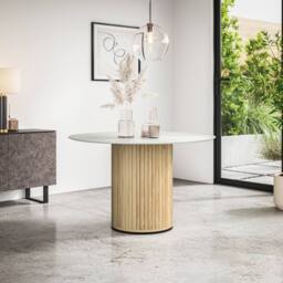 More4Homes Arlo Round Dining Table w Oak Legs in White - thumbnail 5