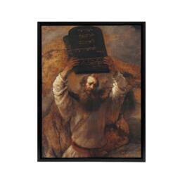 "Artery8 Rembrandt Moses With The Ten Commandments Framed Canvas Wall Art Print in Brown - Size: W12"" x H16""" - thumbnail 1
