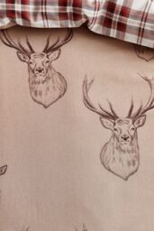 Catherine Lansfield 'Stag Check' Reversible Duvet Cover Set in Nude - Size: Double - thumbnail 4