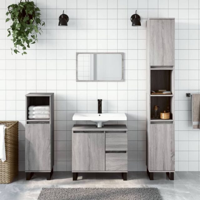 Berkfield Home Bathroom Cabinet Grey Sonoma 65x33x60 cm Engineered Wood - Size: 65 x 33 x 60 cm - image 1