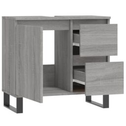 Berkfield Home Bathroom Cabinet Grey Sonoma 65x33x60 cm Engineered Wood - Size: 65 x 33 x 60 cm - thumbnail 5