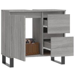 Berkfield Home Bathroom Cabinet Grey Sonoma 65x33x60 cm Engineered Wood - Size: 65 x 33 x 60 cm - thumbnail 3