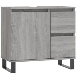 Berkfield Home Bathroom Cabinet Grey Sonoma 65x33x60 cm Engineered Wood - Size: 65 x 33 x 60 cm - thumbnail 2