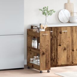Berkfield Home Rolling Cabinet Old Wood 60x22x79 cm Engineered Wood in Brown - Size: 60 x 22 x 79 cm - thumbnail 4