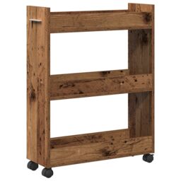 Berkfield Home Rolling Cabinet Old Wood 60x22x79 cm Engineered Wood in Brown - Size: 60 x 22 x 79 cm - thumbnail 2