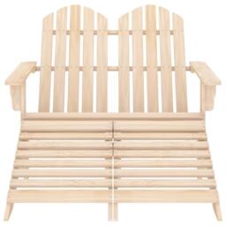 Berkfield Home Elegant 2-Seater Garden Adirondack Chair & Ottoman Fir Wood in Light Oak - thumbnail 3