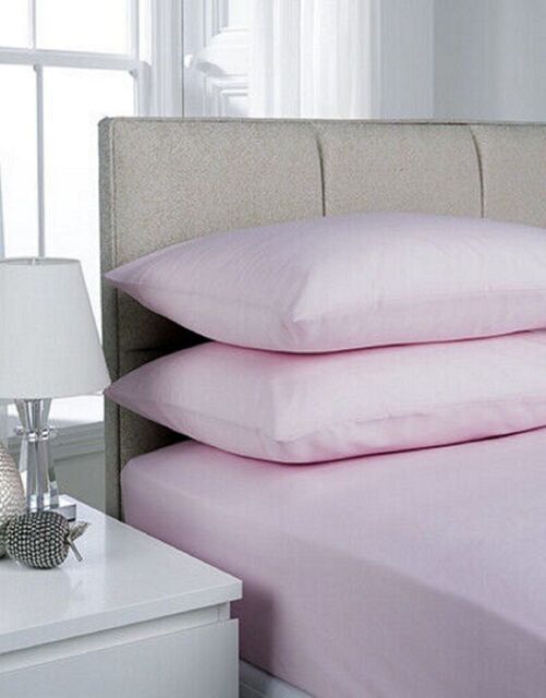 Smart Living Polycotton Bed Linen Luxury Bedsheet or Pillowcase Non Iron in Baby Pink - Size: King Fitted - image 1