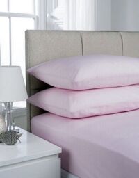 Smart Living Polycotton Bed Linen Luxury Bedsheet or Pillowcase Non Iron in Baby Pink - Size: King Fitted - thumbnail 1