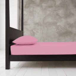 Smart Living Polycotton Bed Linen Luxury Bedsheet or Pillowcase Non Iron in Baby Pink - Size: King Fitted - thumbnail 2