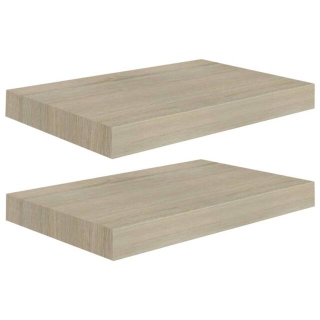 Berkfield Home Floating Wall Shelves 2 pcs Oak 40x23x3.8 cm MDF in Light Brown - image 1