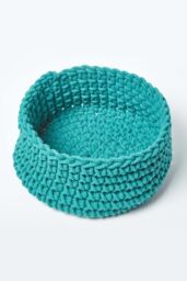 Homescapes Cotton Knitted Round Storage Basket, 37 x 21 cm in Green - Size: Small - thumbnail 2