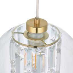 First Choice Lighting Set of 2 Mallorie - Satin Brass Jewelled Glass Celling Pendant Lights in Gold - thumbnail 4
