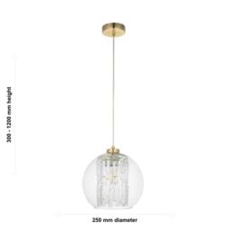 First Choice Lighting Set of 2 Mallorie - Satin Brass Jewelled Glass Celling Pendant Lights in Gold - thumbnail 8