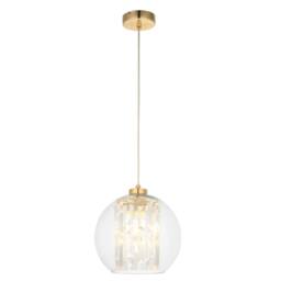 First Choice Lighting Set of 2 Mallorie - Satin Brass Jewelled Glass Celling Pendant Lights in Gold - thumbnail 6