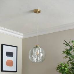 First Choice Lighting Set of 2 Mallorie - Satin Brass Jewelled Glass Celling Pendant Lights in Gold - thumbnail 3