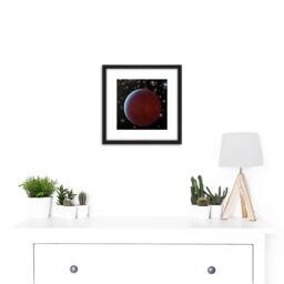 Artery8 Space NASA Gas Giant Planet Orbiting Star Illustration 8X8 Inch Square Wooden Framed Wall Art Print Picture with Mount in Black - thumbnail 2
