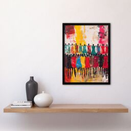 "Artery8 Traditional African Choir Colourful Oil Painting Framed Art Print - Size: W12"" x H16""" - thumbnail 4