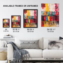 "Artery8 Traditional African Choir Colourful Oil Painting Framed Art Print - Size: W12"" x H16""" - thumbnail 3