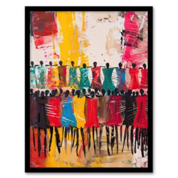 "Artery8 Traditional African Choir Colourful Oil Painting Framed Art Print - Size: W12"" x H16""" - thumbnail 1
