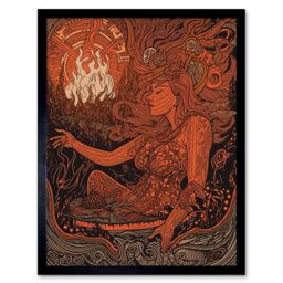 "Artery8 Wall Art Print You Light my Fire The Temptress Concept Art Framed in Black - Size: W12"" x H16""" - thumbnail 1
