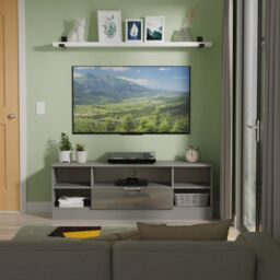 Ready Assembled 2 U Holborn Wide 1 Drawer TV & Media Unit (Ready Assembled) in Mid Grey - thumbnail 1