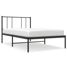 Berkfield Home Metal Bed Frame with Headboard Black 100x190 cm - thumbnail 1