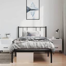 Berkfield Home Metal Bed Frame with Headboard Black 100x190 cm - thumbnail 3