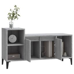 Berkfield Home TV Cabinet Grey Sonoma 100x35x55 cm Engineered Wood - Size: 100 x 35 x 55 cm - thumbnail 4