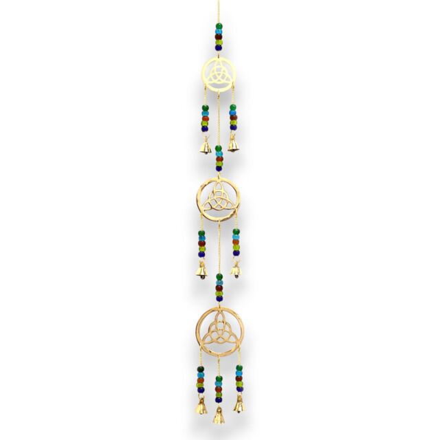 KDMD Indian Chimes - Brass Celtic Drop - 7 Bells in Gold