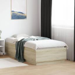 Berkfield Home Modern Bed Frame without Mattress Sonoma Oak 90x190 cm Single in Light Tan - thumbnail 2