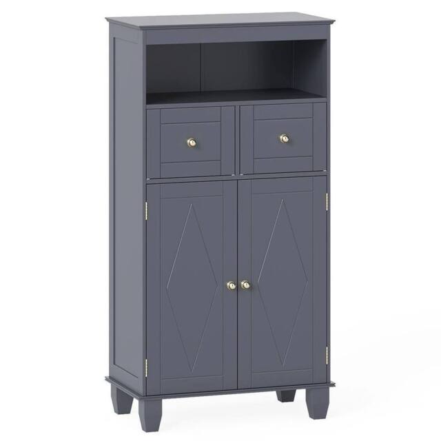 Kelvenix Bathroom Floor Storage Cabinet with Shelves & Drawers in Grey - image 1