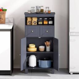 Kelvenix Bathroom Floor Storage Cabinet with Shelves & Drawers in Grey - thumbnail 4