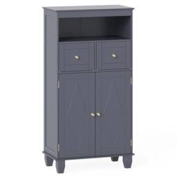Kelvenix Bathroom Floor Storage Cabinet with Shelves & Drawers in Grey - thumbnail 1