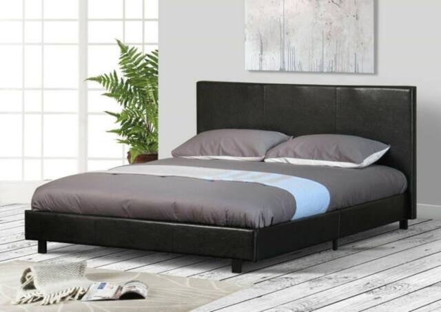 Comfy Living Ltd Faux Leather Storage Ottoman Bedframe in Black - Size: Double - image 1