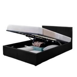 Comfy Living Ltd Faux Leather Storage Ottoman Bedframe in Black - Size: Double - thumbnail 2