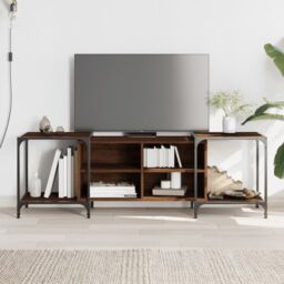 Berkfield Home TV Cabinet Brown Oak 153x37x50 cm Engineered Wood - Size: 153 x 37 x 50 cm - thumbnail 1