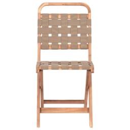 Wyld and Coco 3-Piece Folding Bistro Set - Brown Acacia 2 Chairs and Tea Table - thumbnail 5