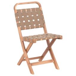 Wyld and Coco 3-Piece Folding Bistro Set - Brown Acacia 2 Chairs and Tea Table - thumbnail 3