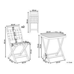 Wyld and Coco 3-Piece Folding Bistro Set - Brown Acacia 2 Chairs and Tea Table - thumbnail 4
