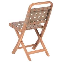 Wyld and Coco 3-Piece Folding Bistro Set - Brown Acacia 2 Chairs and Tea Table - thumbnail 6