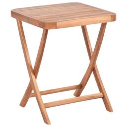 Wyld and Coco 3-Piece Folding Bistro Set - Brown Acacia 2 Chairs and Tea Table - thumbnail 8