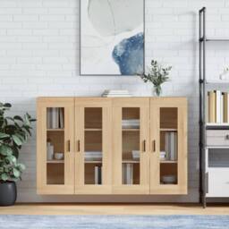 Berkfield Home Wall Mounted Cabinets 2 pcs Sonoma Oak Engineered Wood in Light Brown - thumbnail 2