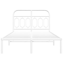 Berkfield Home Metal Bed Frame without Mattress with Headboard White 120x190cm - Size: 120x190 cm - thumbnail 4
