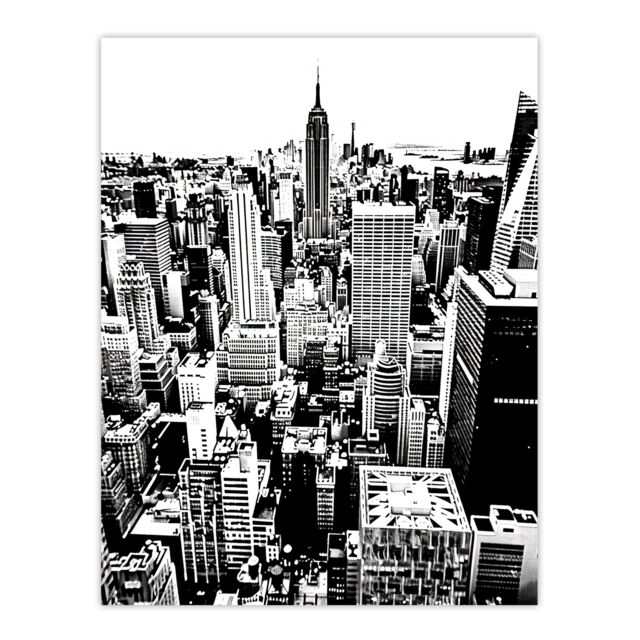 "Artery8 New York Aerial View Black White High Contrast Wall Art Print - Size: W24"" x H32""" - image 1