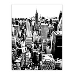 "Artery8 New York Aerial View Black White High Contrast Wall Art Print - Size: W24"" x H32""" - thumbnail 1