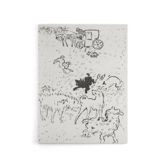 "Artery8 The Dogs Art Nouveau Drawing Pierre Bonnard Canvas Wall Art in White - Size: W18"" x H24""" - image 1