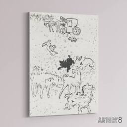 "Artery8 The Dogs Art Nouveau Drawing Pierre Bonnard Canvas Wall Art in White - Size: W18"" x H24""" - thumbnail 2