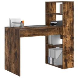 Berkfield Home Spacious Desk with Storage Smoked Oak 113x54x120 cm Engineered Wood in Brown - Size: 113 x 54 x 120 cm - thumbnail 1